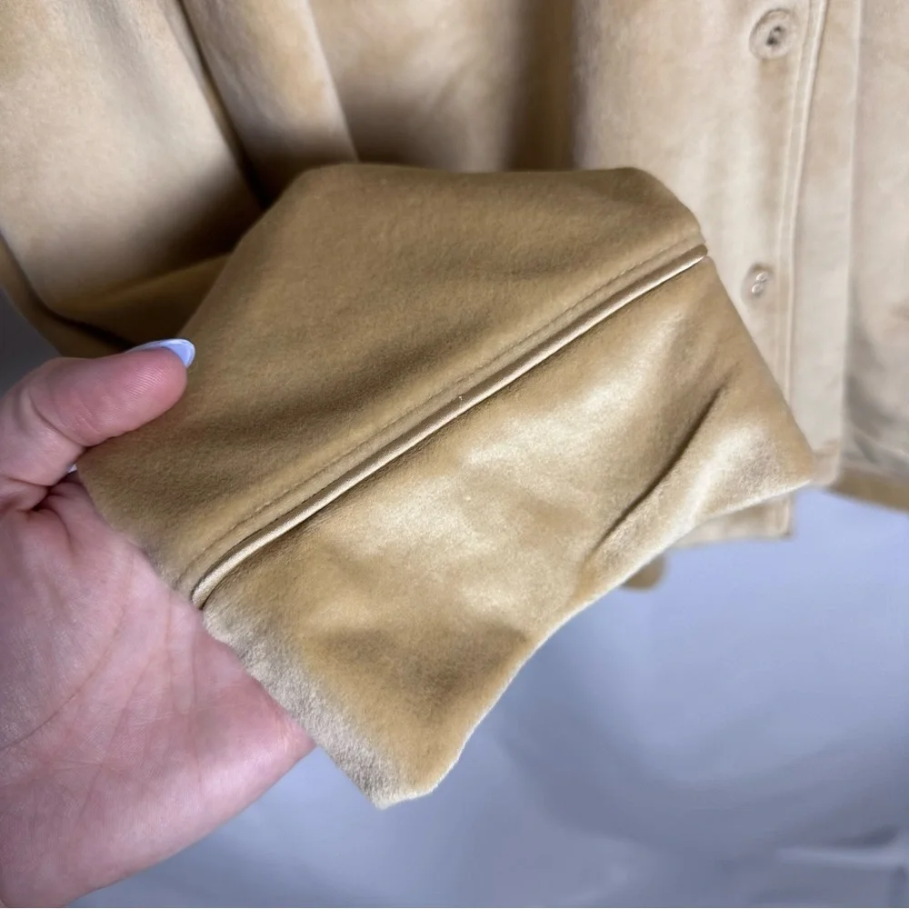 SKIMS Velour Long Sleeve Sleep Shirt Honey Medium NWT Soft Lounge Pajama Top - Picture 12 of 13